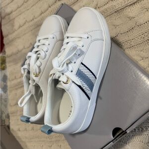 Ted Baker White Sneakers with Blue Stripes